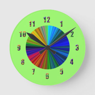 Rainbow Color Burst Round Clock