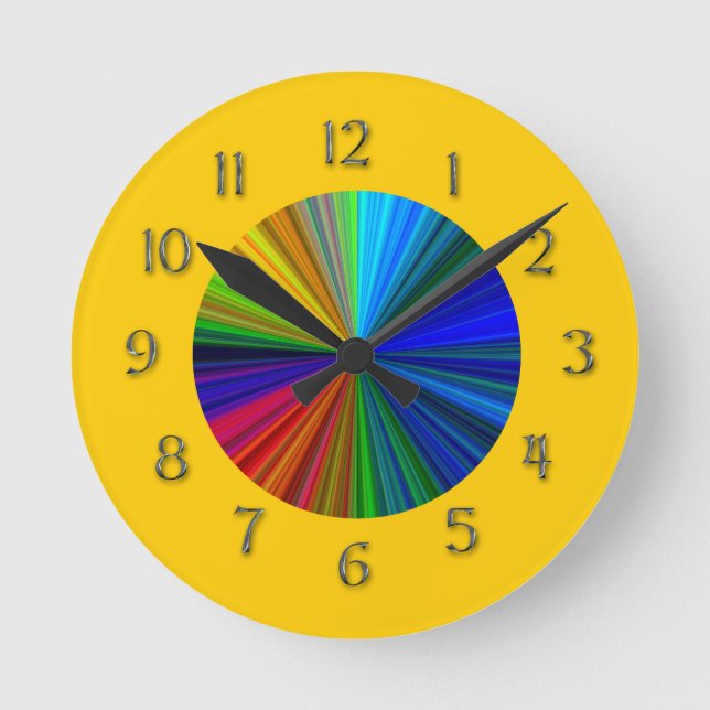 Rainbow Color Burst Round Clock (Front)
