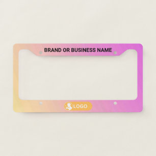 Rainbow Color Business Company Custom Text & Logo License Plate Frame