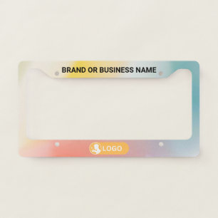 Rainbow Color Business Company Custom Text & Logo License Plate Frame