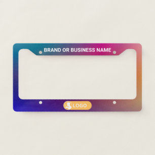 Rainbow Color Business Company Custom Text & Logo License Plate Frame