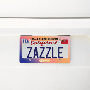 Rainbow Color Business Company Custom Text & Logo License Plate Frame