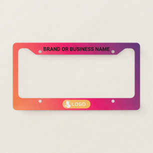 Rainbow Color Business Company Custom Text & Logo License Plate Frame