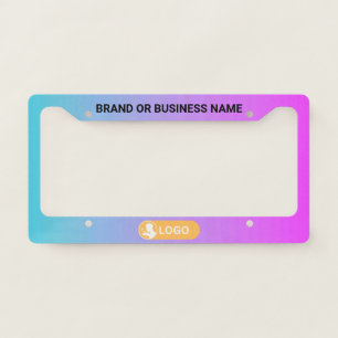Rainbow Color Business Company Custom Text & Logo License Plate Frame