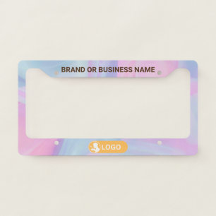 Rainbow Color Business Company Custom Text & Logo License Plate Frame