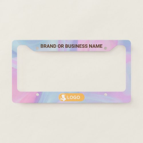 Rainbow Color Business Company Custom Text  Logo License Plate Frame