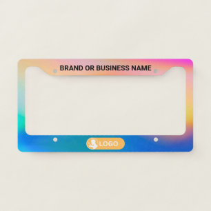 Rainbow Color Business Company Custom Text & Logo License Plate Frame