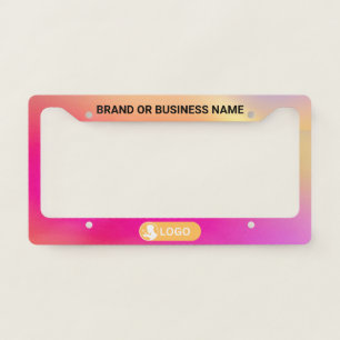 Rainbow Color Business Company Custom Text & Logo License Plate Frame