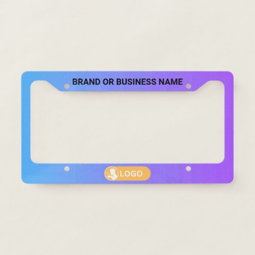 Rainbow Color Business Company Custom Text  Logo License Plate Frame