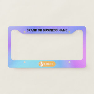 Rainbow Color Business Company Custom Text & Logo License Plate Frame