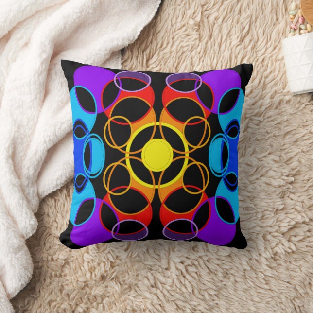 Rainbow color circles design throw pillow (Blanket)