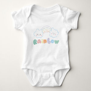 Rainbow Color Clouds Green Pink Blue Green White Baby Bodysuit