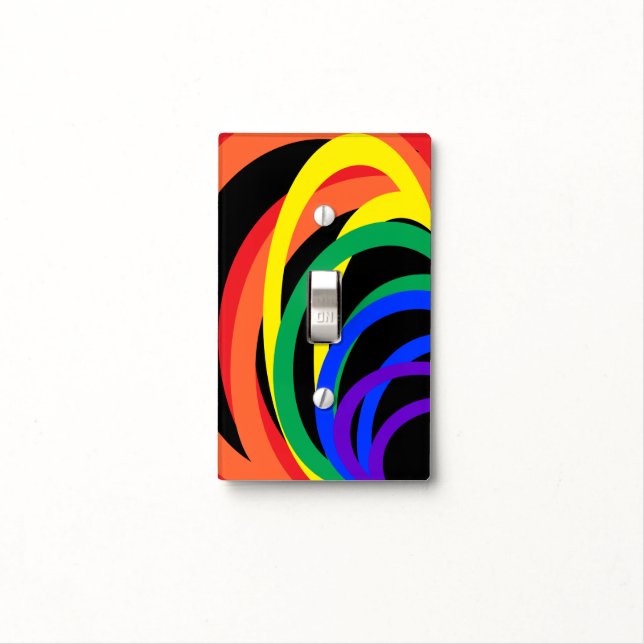 Rainbow Color Crescent Abstract Light Switch Cover (In Situ)