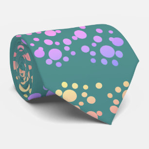 Rainbow Color Dots on Teal Neck Tie