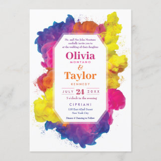 Rainbow Color Explosion Wedding Invitation