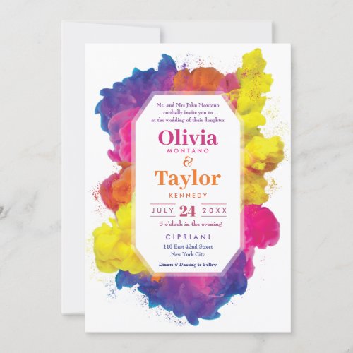 Rainbow Color Explosion Wedding Invitation