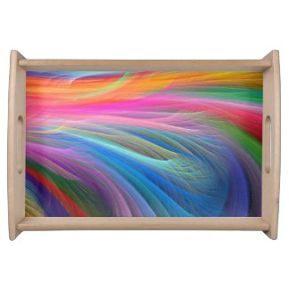 Rainbow Color Feather Design Serving Trays