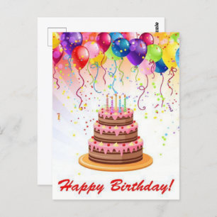 Rainbow Color Fireworks Birthday Post Card