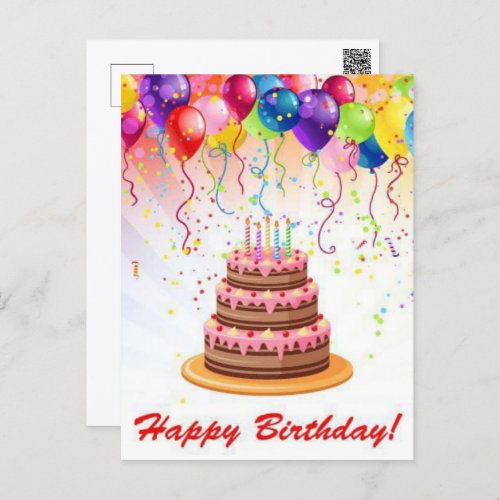 Rainbow Color Fireworks Birthday Post Card