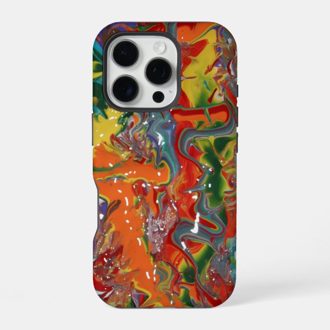 Rainbow Color Flow Paint Art iPhone Case (Back)