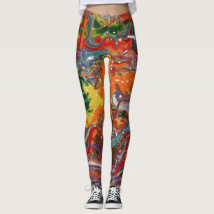 Rainbow Color Flow Paint Art Leggings