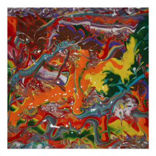 Rainbow Color Flow Paint Art Poster