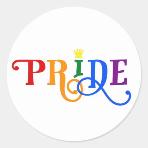Rainbow Color Gay Pride LGBT Colorful Crown Logo Classic Round Sticker