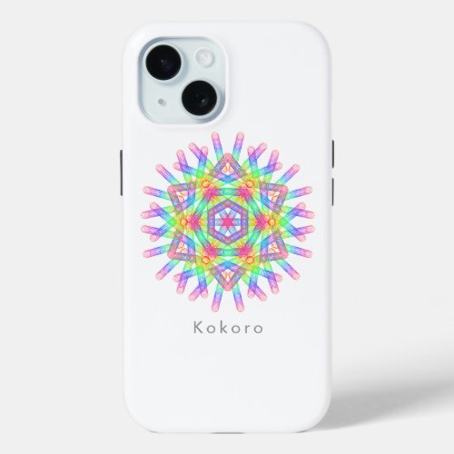 Rainbow color geometric figure like snow crystal _ iPhone 15 case