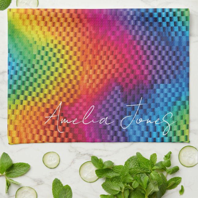 Rainbow Color Geometry Kitchen Towel (Folded)