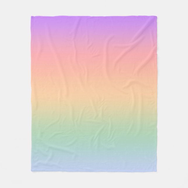 Rainbow color gradient background fleece blanket (Front)