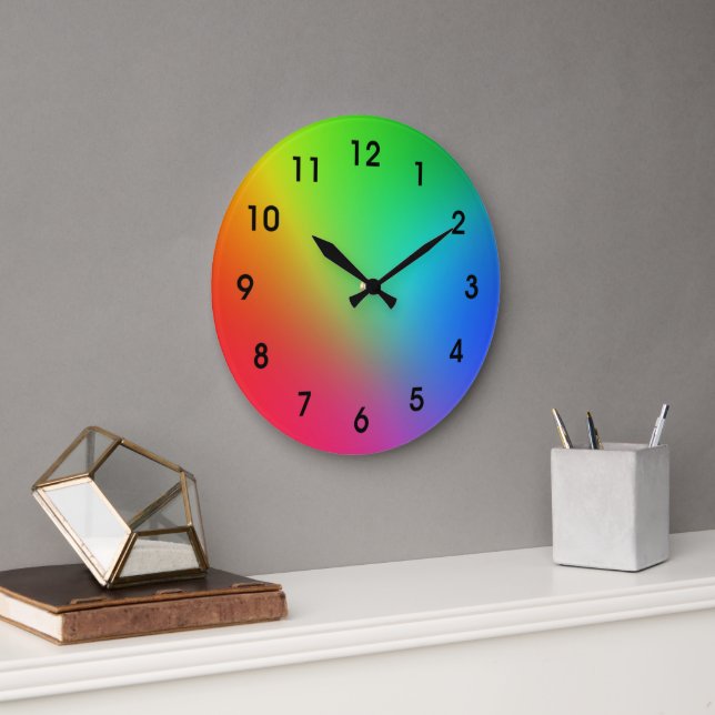 Rainbow Color Gradient Large Clock (Office)