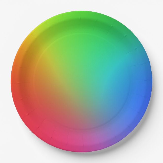 Rainbow Color Gradient Paper Plates (Front)