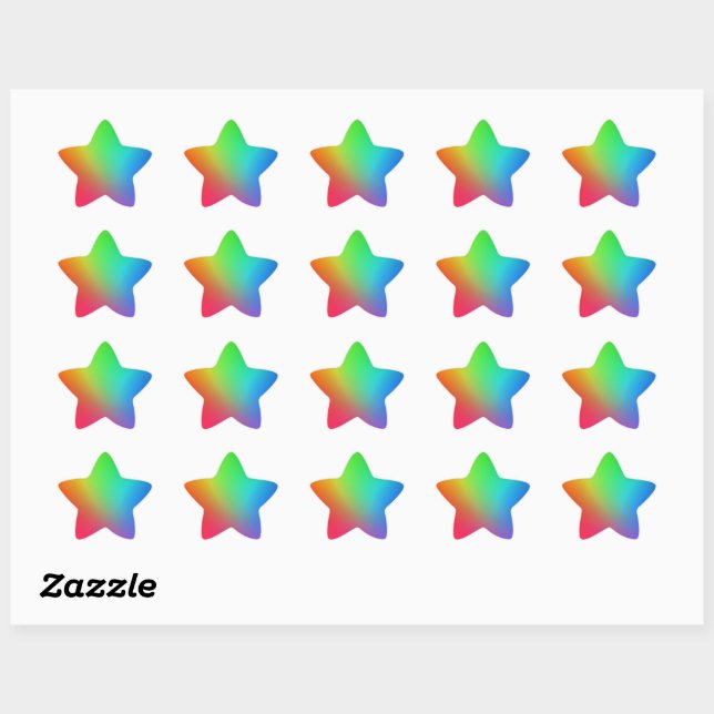 Rainbow Color Gradient Star Sticker (Sheet)