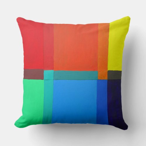 Rainbow Color Grid modern abstract art Throw Pillow