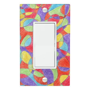 Rainbow Color Hand Drawn Crayon Doodle Pattern Light Switch Cover