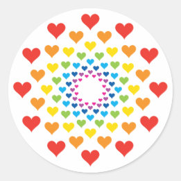Rainbow color hearts classic round sticker