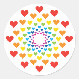 Rainbow color hearts classic round sticker
