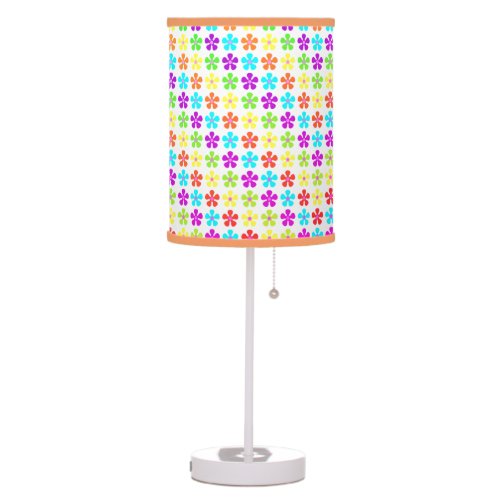 Rainbow Color Hippie Daisies Wrapped Herringbone Table Lamp