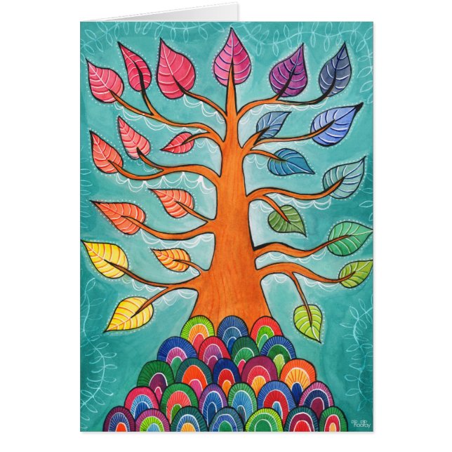 Rainbow Color Hue Tree Greeting Card (Front)