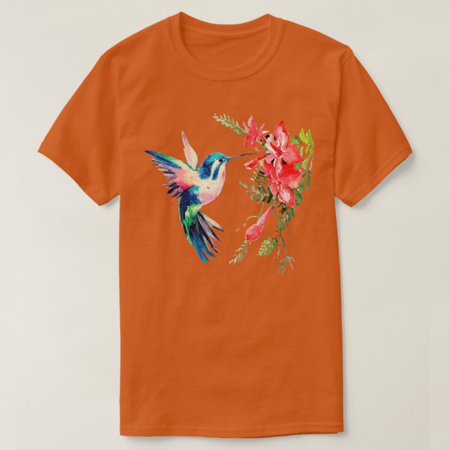 Rainbow Color Hummingbird Funny Bird Lover Gift  T-Shirt (Design Front)