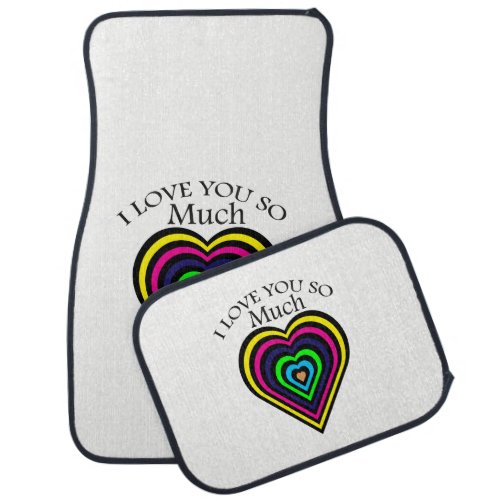 Rainbow color I love you strips heart hart Car Floor Mat