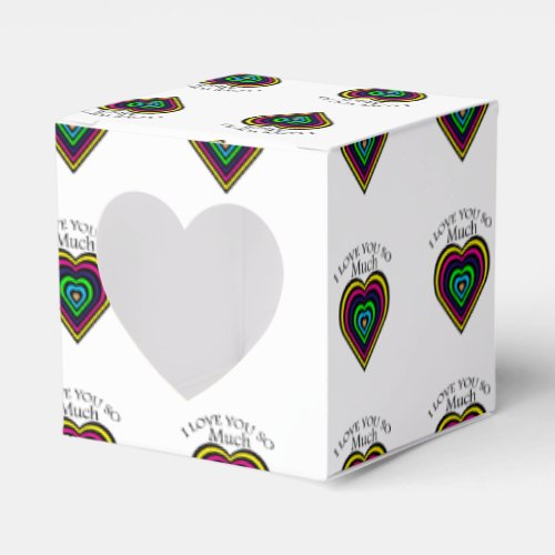 Rainbow color I love you strips heart hart Favor Boxes