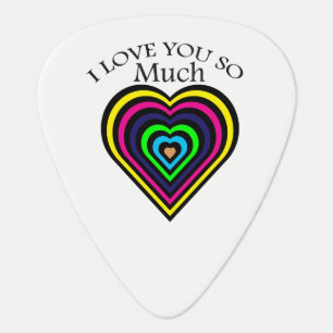 Rainbow color I love you strips heart hart Guitar Pick