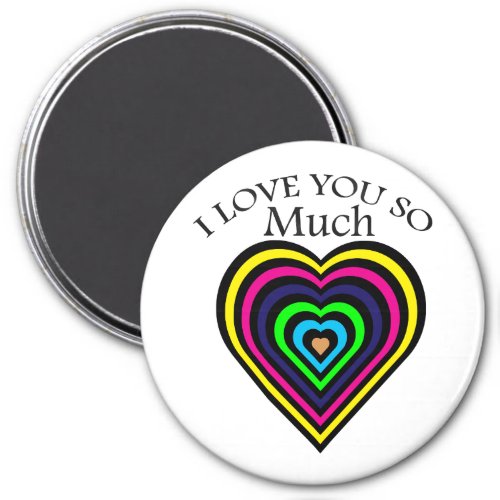 Rainbow color I love you strips heart hart Magnet