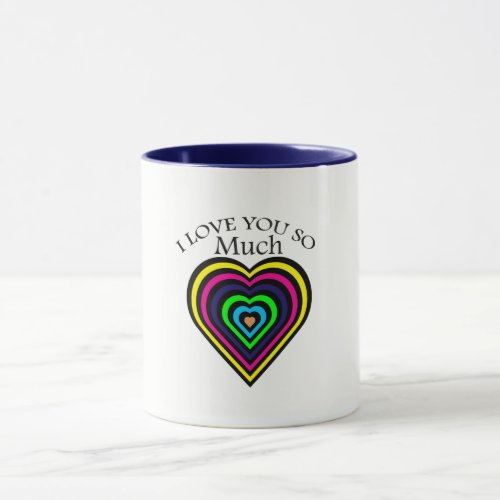 Rainbow color I love you strips heart hart Mug