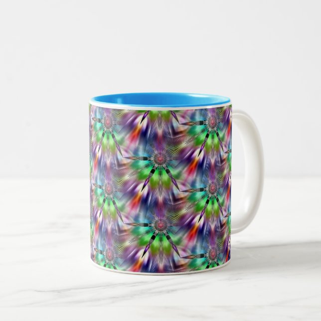Rainbow Color Kaleidoscope Fan Mug (Front Right)