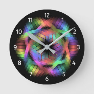 Rainbow color light round clock