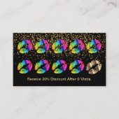 Rainbow Color Lips and Gold Confetti Business Card (Front)