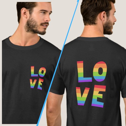 Rainbow Color LOVE Gay Pride LGBT FrontBack Print T_Shirt