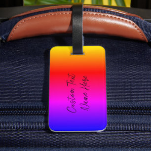 Rainbow Color Luggage Tag with Custom Text Name